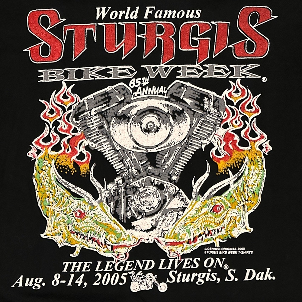 Vintage 2005 Sturgis Bike Week 65th Annual Tee – Size Medium – Double Sided